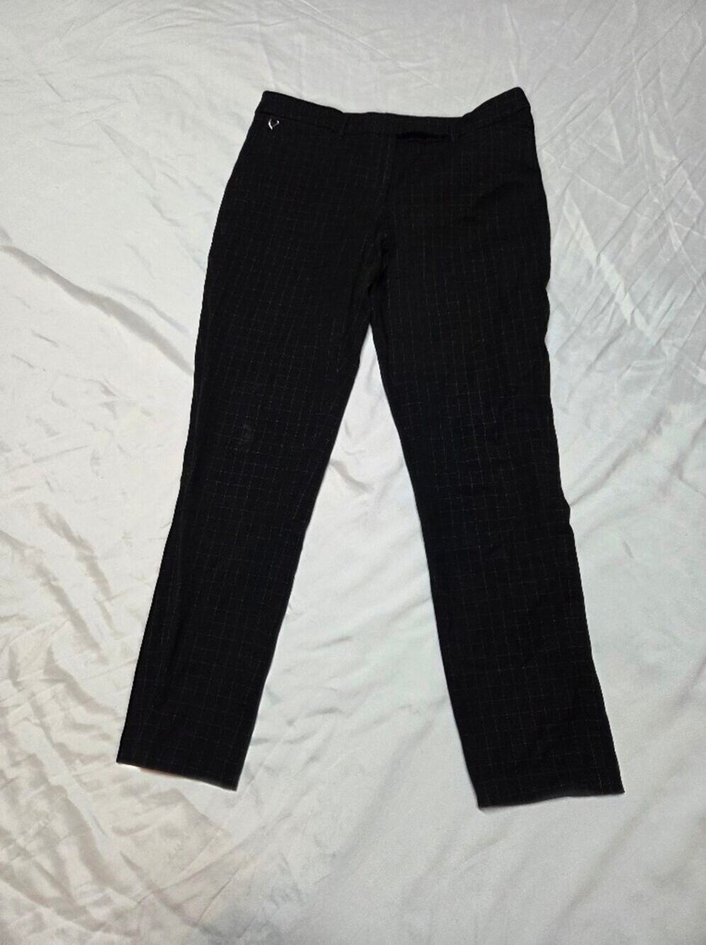 womens Black Grid Pattern Dress Pants